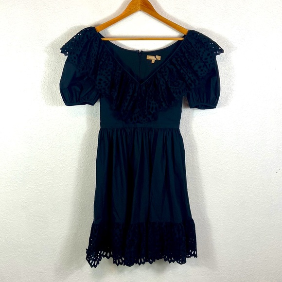 Nwot Michael Kors Collection eyelet ruffle black dress 6 - Picture 2 of 9